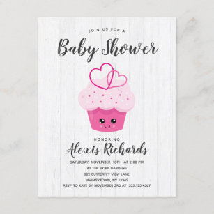 Torta rosa dulce Kawaii Invitación a Baby Shower