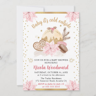 Tortas y Galletas de Agua Rosa Invitación al Baby 