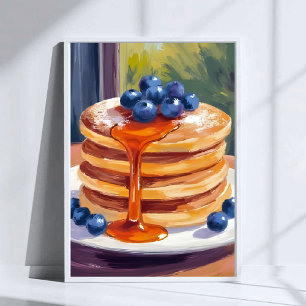 Tortitas de Arándanos Arte de Pintura al Óleo