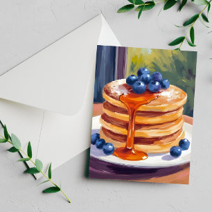 Tortitas de Arándanos   Tarjeta de Pintura al Óleo