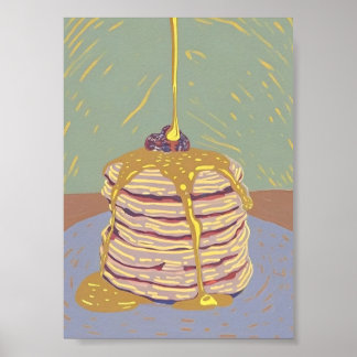 Tortitas Doradas y Estampa de Arte de Jarabe de Ar