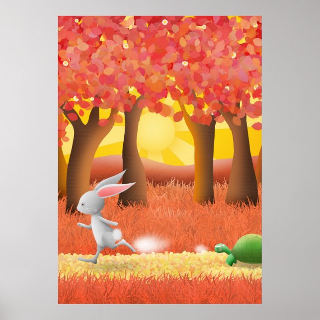Tortoise y hare 1 - impresión poster (Frente)