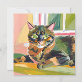 Tortoiseshell Cat | Hermosa tarjeta de pintura par