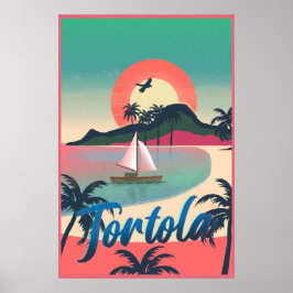 Tortola Retro Arte Costero - Vibrante Isla Sunset