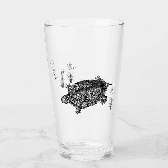Tortuga acuática negra y blanca (Anverso)