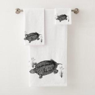 Tortuga acuática negra y blanca
