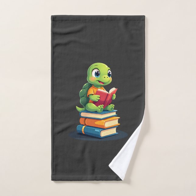 Tortuga Adorable Leyendo Libros (1) (Toalla de mano)