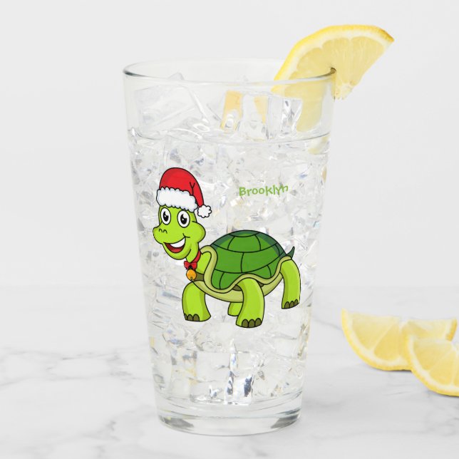 Tortuga alegre lindo con sombrero de Santa (Reverso (hielo))