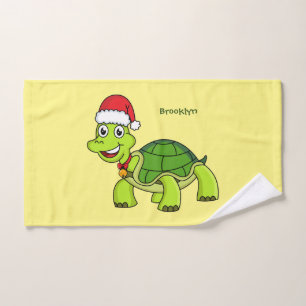 Tortuga alegre lindo con sombrero de Santa