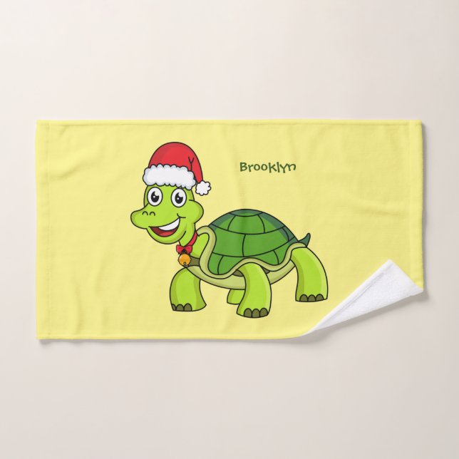 Tortuga alegre lindo con sombrero de Santa (Toalla de mano)