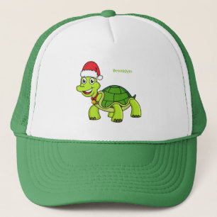 Tortuga alegre lindo con sombrero de Santa