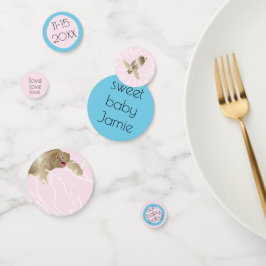 Tortuga Baby Shower Confetti rosa y turquesa