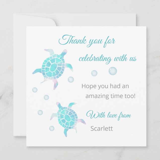 Tortuga Bajo El Mar Agradecimiento Personalizado (Anverso)
