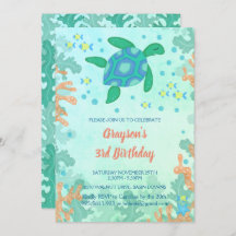 Tortuga Bajo El Mar Invitaciones A Cumpleaños
