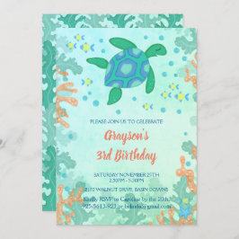Tortuga Bajo El Mar Invitaciones A Cumpleaños