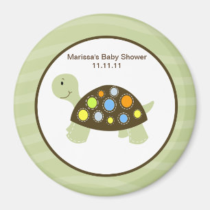 Tortuga colorida imán redondo del favor de 3