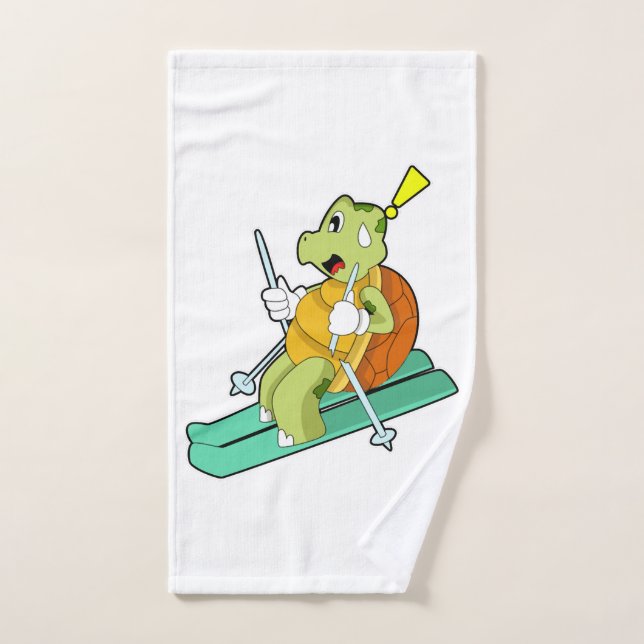 Tortuga Como Esquiador Con Esquí (Toalla de mano)
