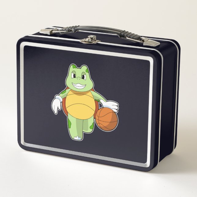 Tortuga como jugador de baloncesto con baloncesto. (Anverso)