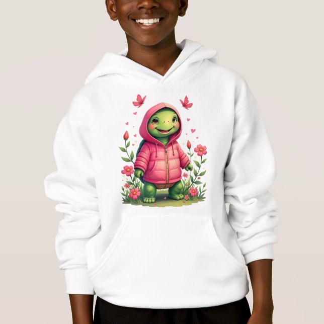 Tortuga con sudadera con capucha rosa (Anverso)