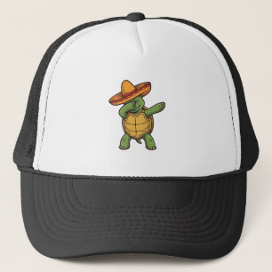 Tortuga Dabbing Sombrero Diseño Vector Vintage_1