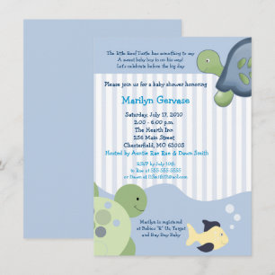 Tortuga de arrecife (4x6) Niño Invitación a Baby S