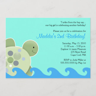 Tortuga de arrecife 5 x 7 Invitación de cumpleaños