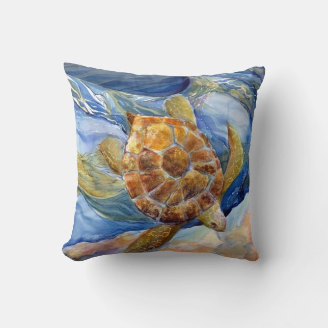 Tortuga de mar 20 x 20" Cojín decorativo del (Anverso)