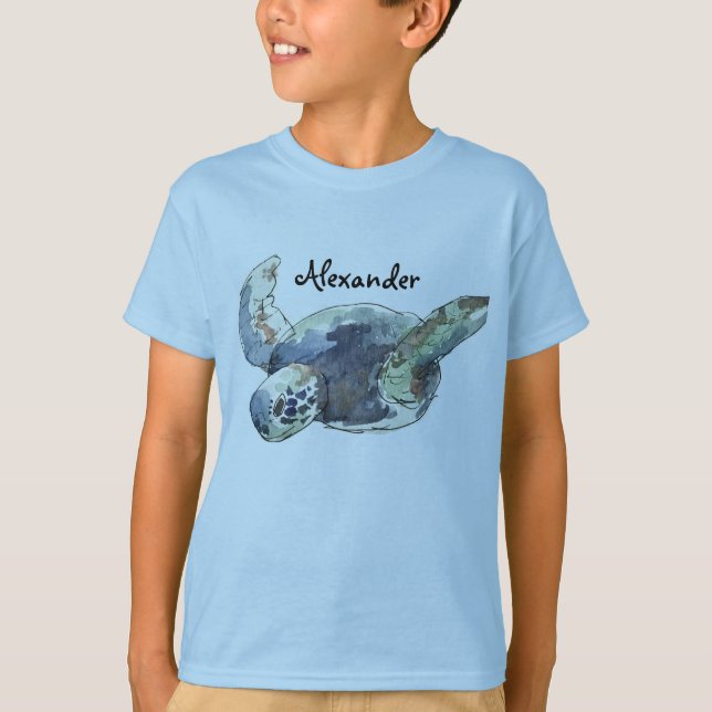 Tortuga de mar animal personalizada de la camiseta (Anverso)