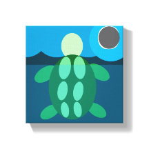 Tortuga de natación de medianoche en lienzo