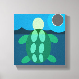 Tortuga de natación de medianoche en lienzo