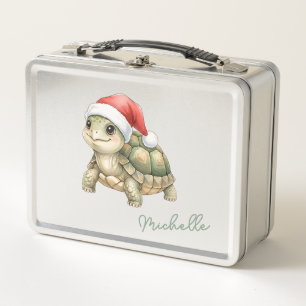 Tortuga de Navidad con sombrero de Santa en acuare