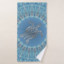Tortuga de plata azul y Mandala