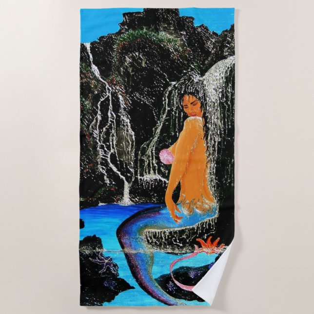 Tortuga de sirena para ducha de agua dulce toalla  (Anverso)