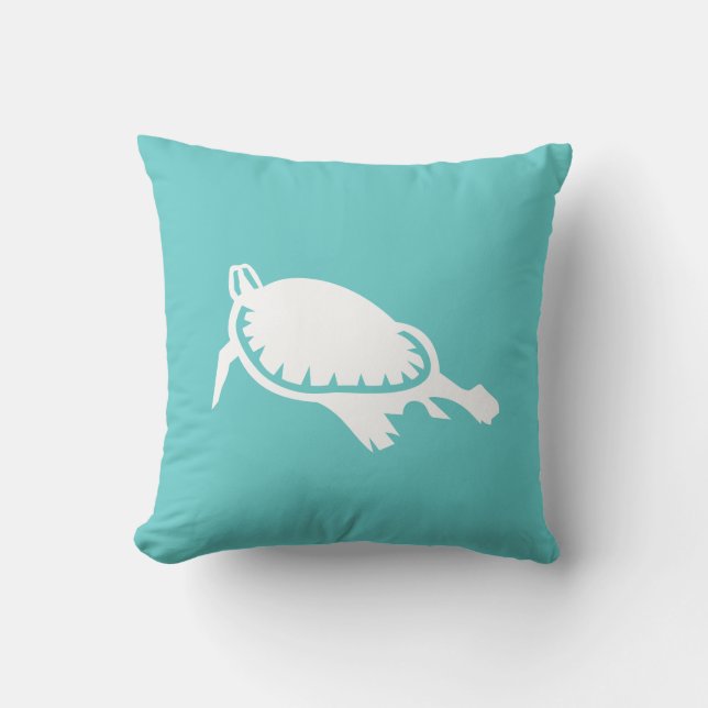 tortuga del mar blanco sobre almohada azul verde a (Anverso)