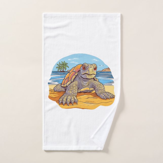 Tortuga Dibujos animados playa (Toalla de mano)