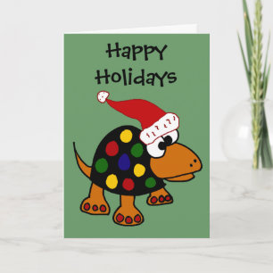 Tortuga divertida en arte del navidad del gorra de