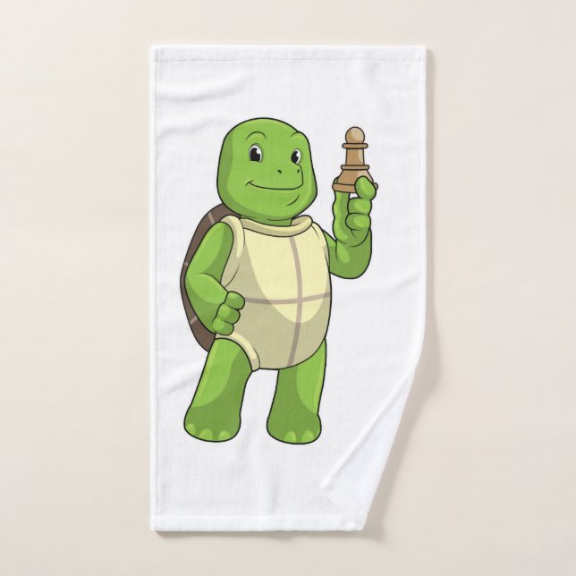 Tortuga en ajedrez con pieza de ajedrez peón (Toalla de mano)