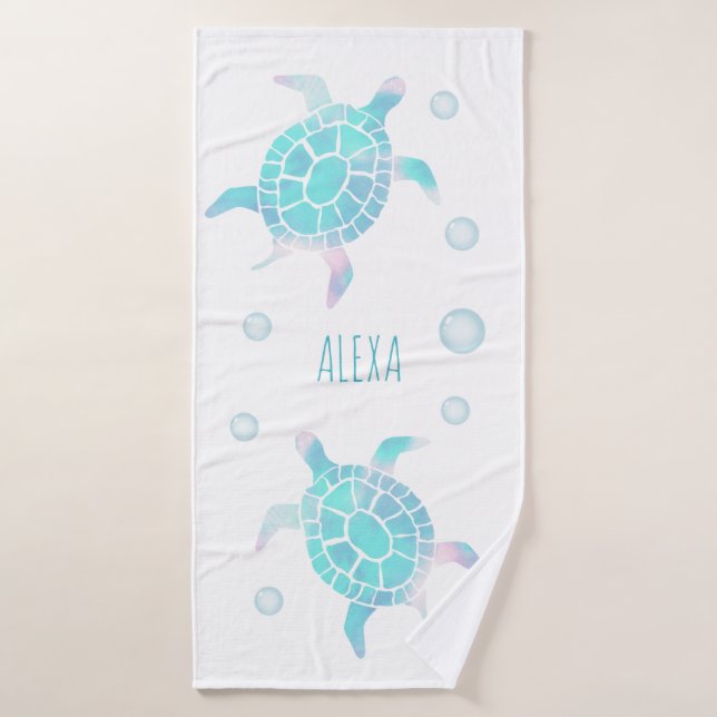 Tortuga Infantil Bajo El Mar Acuarela  (Toalla de baño)