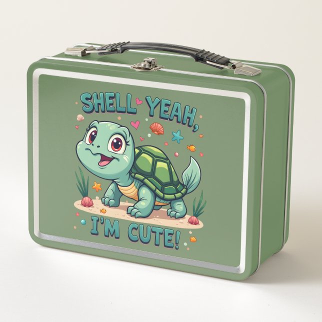 Tortuga kawaii con divertida estética del océano p (Anverso)
