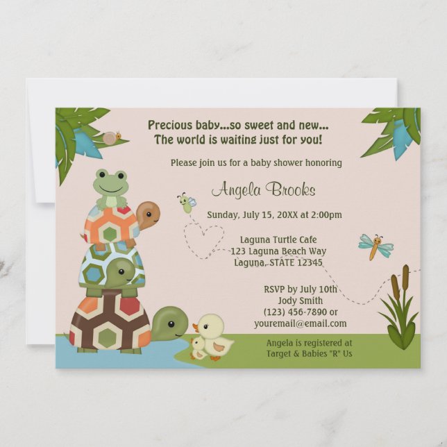 Tortuga Laguna Baby Shower Invitación LTC (Anverso)