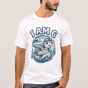 Tortuga Marina Adorable Soy Cumpleaños 6 Camiseta 