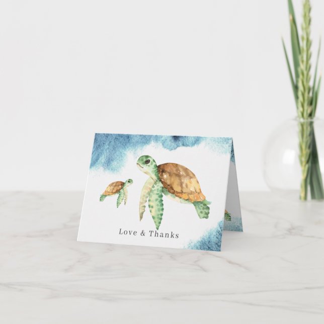 Tortuga marina | Agradecimiento para baby shower e (Anverso)
