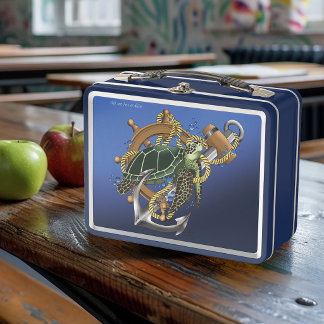 Tortuga Marina Ancla Timón Náutico Azul