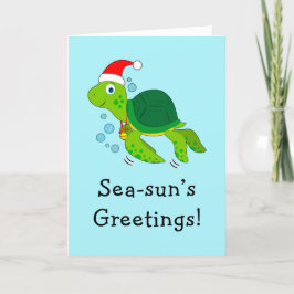 Tortuga marina con sombrero de Santa Navidad Oceán