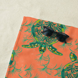 Tortuga marina Coral Rosa Toalla de playa