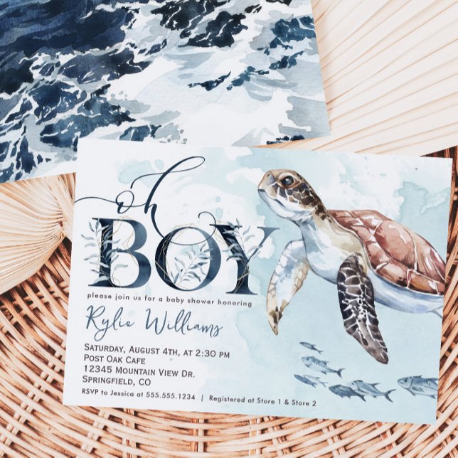 Tortuga marina, invitación a Baby Shower oceánica (Subido por el creador)