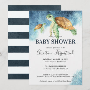 Tortuga marina Invitación para baby shower