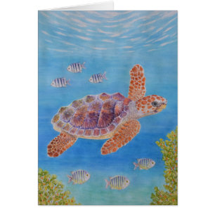 Tortuga marina joven de cabeza grande