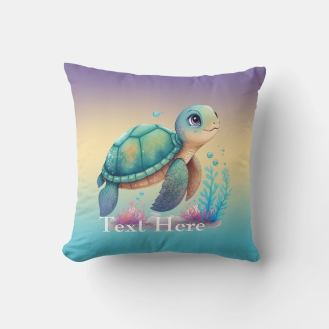 Tortuga marina personalizada almohada de lanzamien (Anverso)
