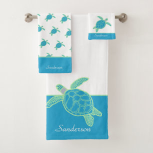 Tortuga marina personalizado azul y gris